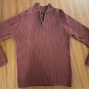 Men’s Ribbed Covington Maroon Quarter Zip Sweater Large